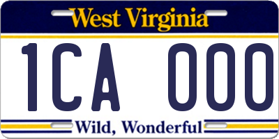 WV license plate 1CA000