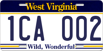 WV license plate 1CA002