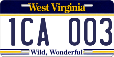 WV license plate 1CA003