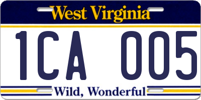 WV license plate 1CA005