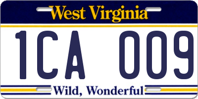 WV license plate 1CA009