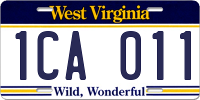 WV license plate 1CA011