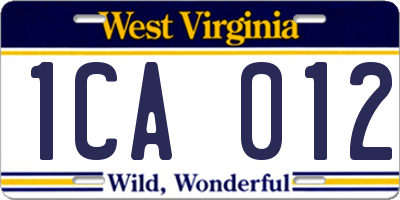 WV license plate 1CA012
