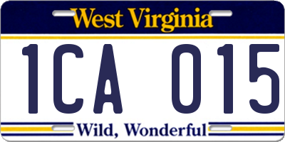 WV license plate 1CA015