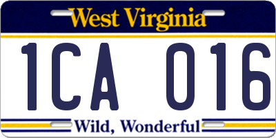 WV license plate 1CA016