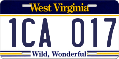 WV license plate 1CA017