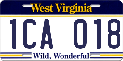 WV license plate 1CA018