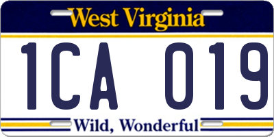 WV license plate 1CA019