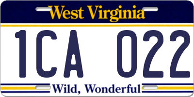 WV license plate 1CA022