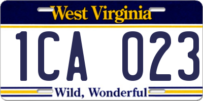 WV license plate 1CA023