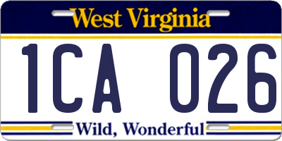 WV license plate 1CA026