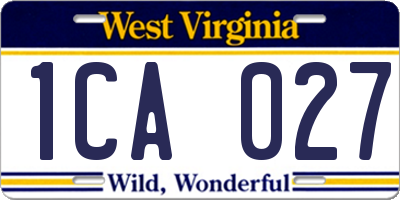 WV license plate 1CA027