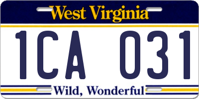 WV license plate 1CA031