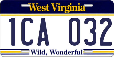 WV license plate 1CA032