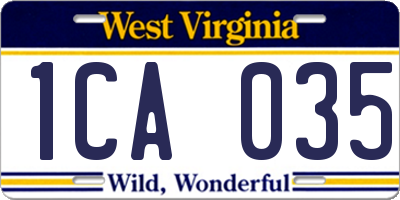 WV license plate 1CA035