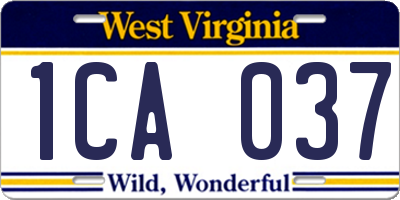 WV license plate 1CA037