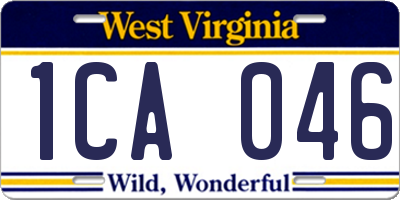 WV license plate 1CA046