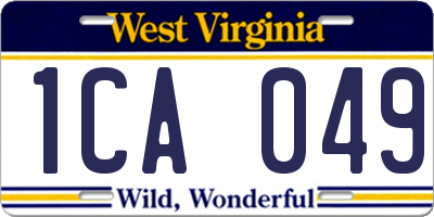 WV license plate 1CA049
