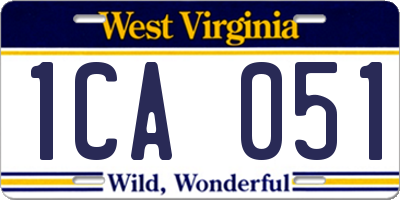 WV license plate 1CA051