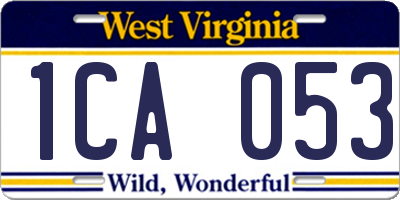 WV license plate 1CA053