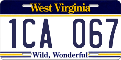 WV license plate 1CA067