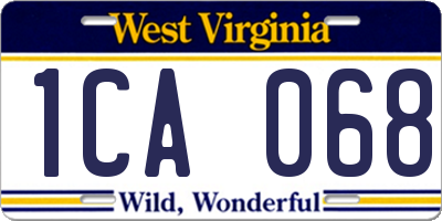 WV license plate 1CA068