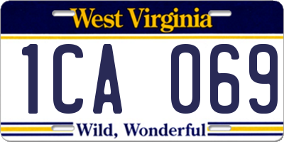 WV license plate 1CA069