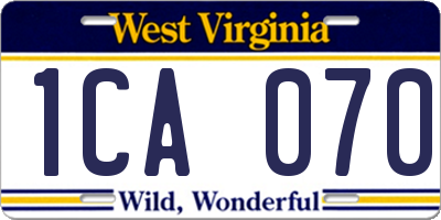 WV license plate 1CA070