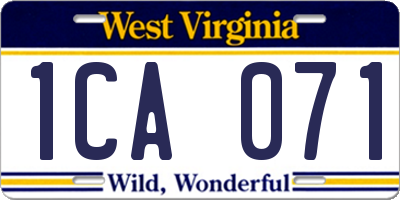 WV license plate 1CA071