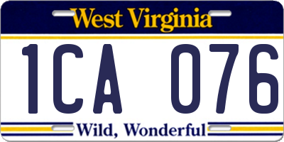 WV license plate 1CA076