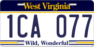 WV license plate 1CA077