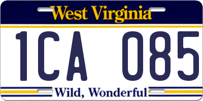 WV license plate 1CA085