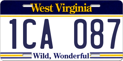 WV license plate 1CA087