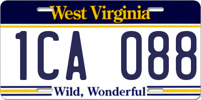 WV license plate 1CA088