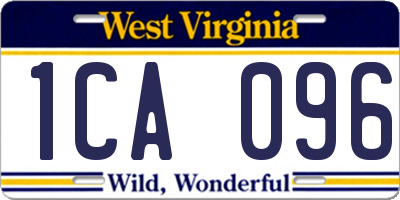 WV license plate 1CA096