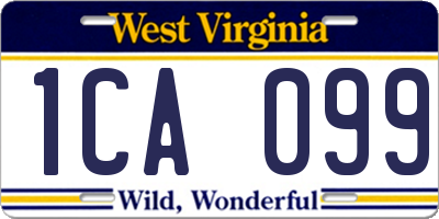 WV license plate 1CA099