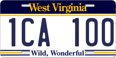 WV license plate 1CA100