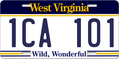 WV license plate 1CA101