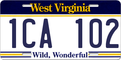 WV license plate 1CA102