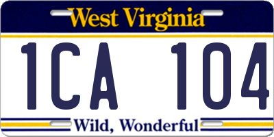 WV license plate 1CA104