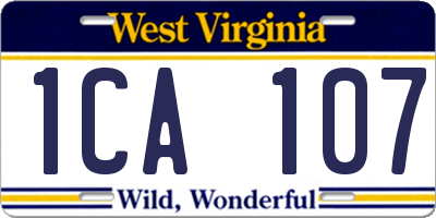 WV license plate 1CA107