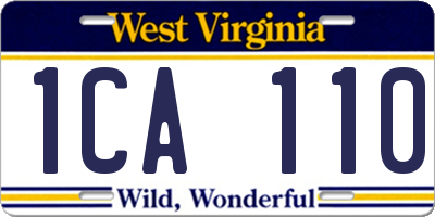 WV license plate 1CA110
