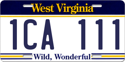 WV license plate 1CA111