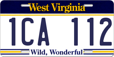 WV license plate 1CA112