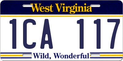 WV license plate 1CA117
