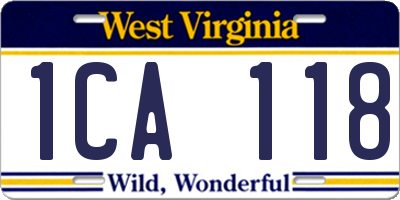 WV license plate 1CA118