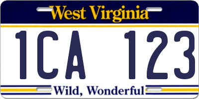 WV license plate 1CA123
