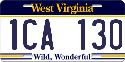 WV license plate 1CA130