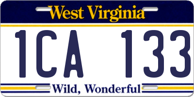 WV license plate 1CA133