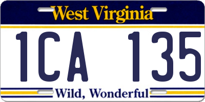 WV license plate 1CA135